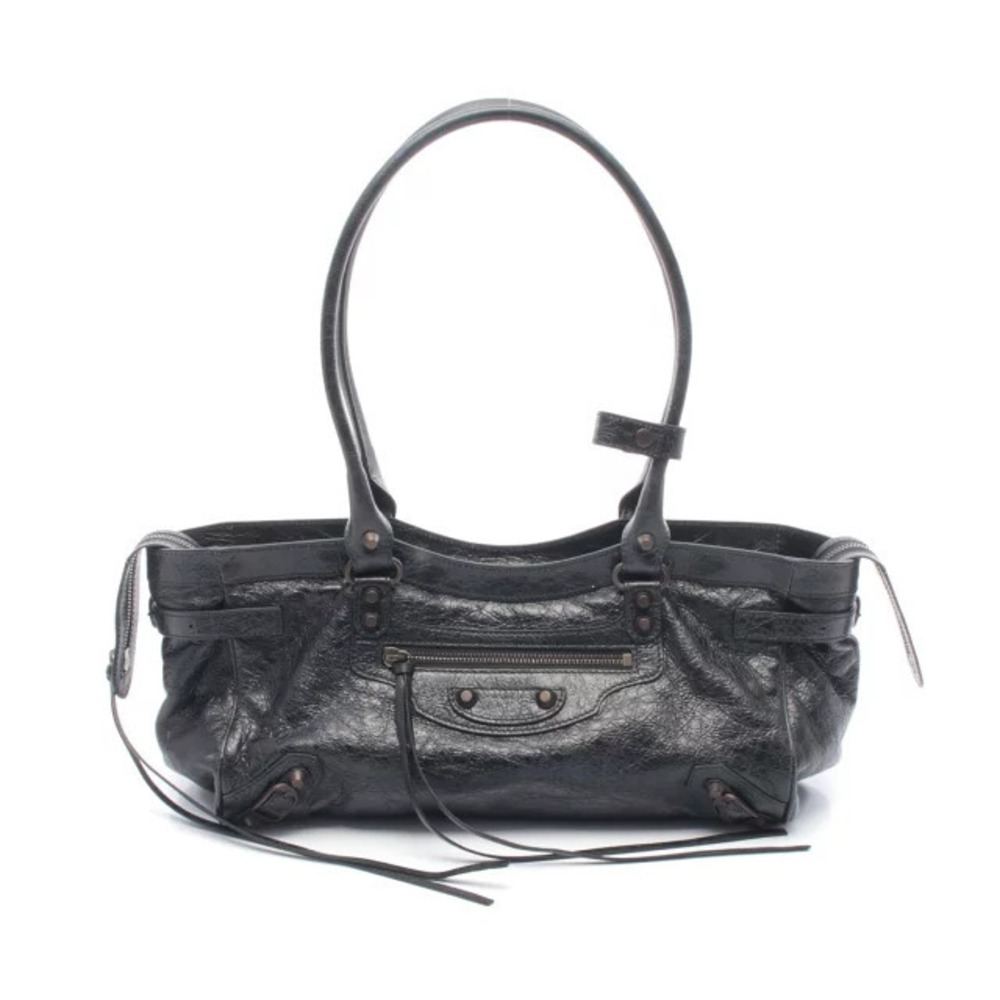 Balenciaga Le City East West Shoulder Bag Leather Black